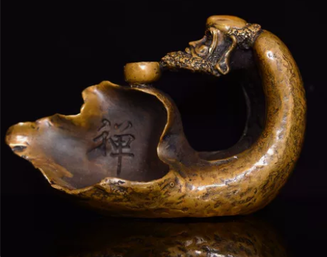 精炼黄铜斑铜雪花铜精工手作《达摩老祖禅意倒...