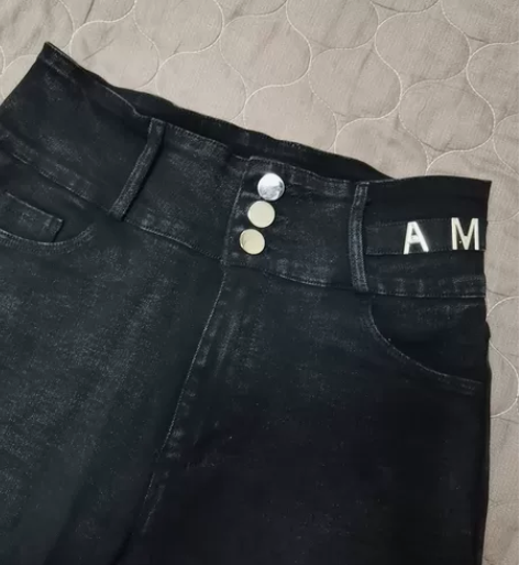 高腰高弹黑灰色牛仔小脚裤 ,2xl的 12...