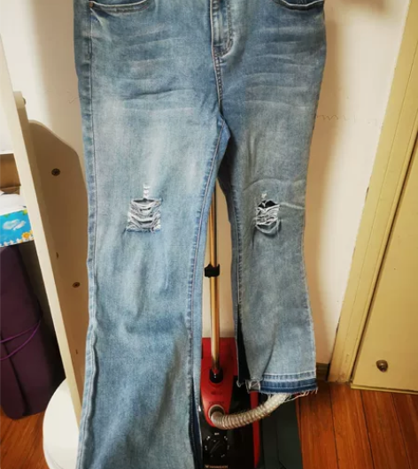 三彩2022年新款高腰破洞牛仔裤女潮牌网红...