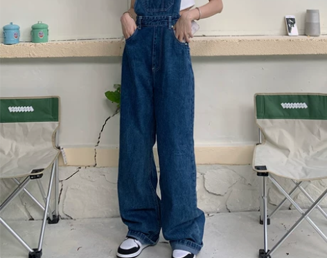 ?黑色牛仔背带裤女夏季高腰显瘦韩版宽松直筒...