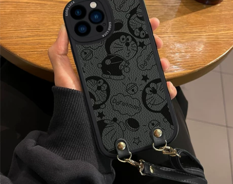 适用苹果14手机壳卡通可爱斜挎iPhone...