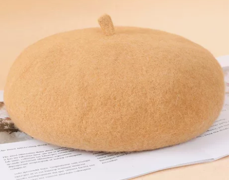 全新羊毛高档贝雷帽南瓜帽，颜色:驼色，直播...