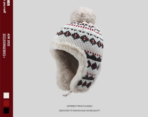 ?日系民族风雷锋帽女冬季防寒骑行保暖护耳帽...