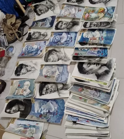 大学美术学院，学生作品，水彩画，人物素描，...