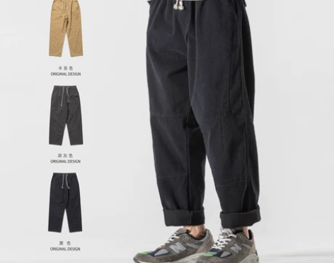 裤工装 裤子工装裤春秋日系复古纯色裤男潮牌...