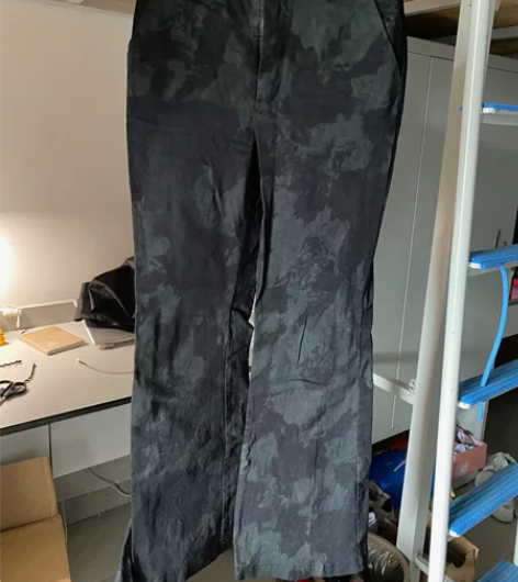 gagaopt自制新款高腰黑色扎染微喇长裤...