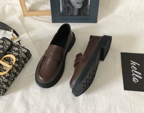 黑色小皮鞋女韩版百搭复古英伦风2022年秋...