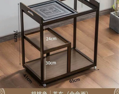 【清 货】移动茶台茶桌茶车茶水柜原木色茶水...