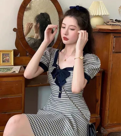 法式桔梗甜美温柔风初恋裙L，实拍如图，无瑕...