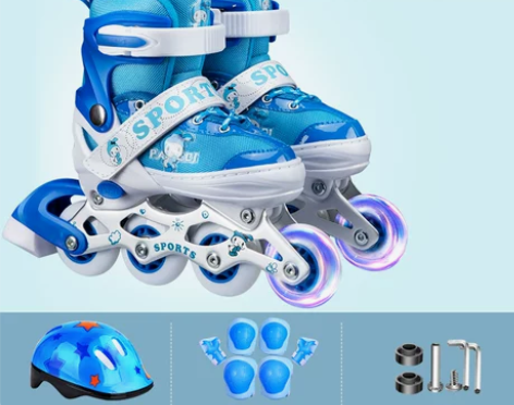 派乐迪溜冰鞋儿童全套装男童女童旱冰轮滑鞋初...