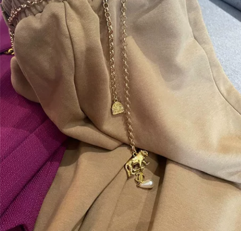 欧洲女装站2022新款欧货潮高腰休闲运动束...