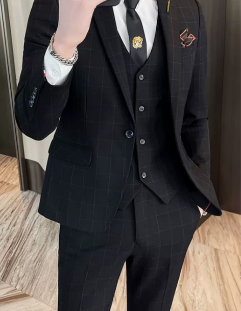 西装套装秋冬西装男韩版修身新郎伴郎婚礼礼服主