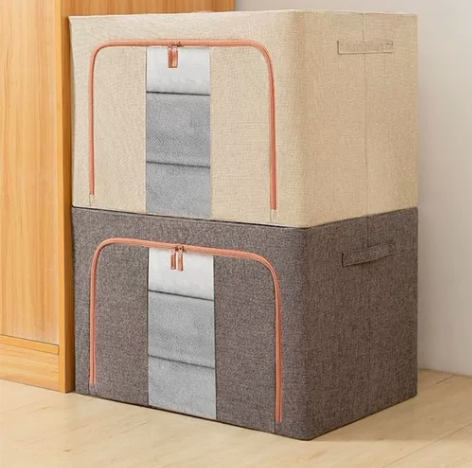 【高品质 棉麻收纳箱】大号牛津布钢架收纳箱...