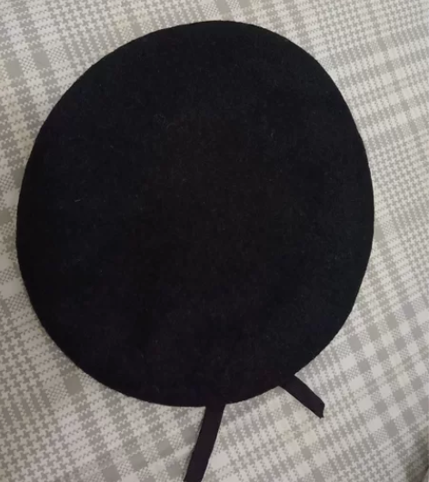 100%羊毛贝雷帽。包邮。黑色，羊皮帽圈，...