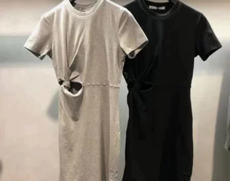 大王家2020春夏新款小众设计显瘦腰部打结...