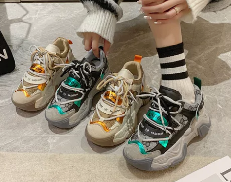 女士休闲鞋运动老爹鞋女2022秋季新款，厚...