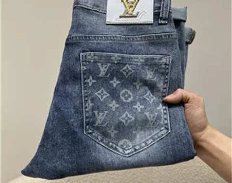 2022春季新品休闲浅蓝色牛仔裤男韩版印花...