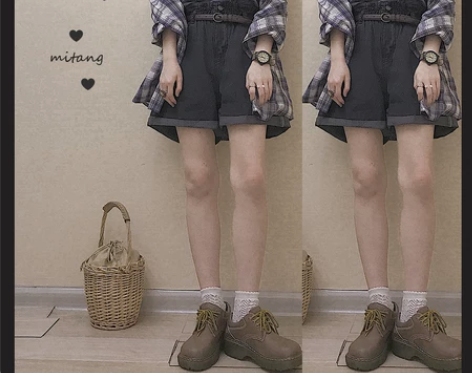 @自制 三色 显瘦好腿型日系ins复古百搭...