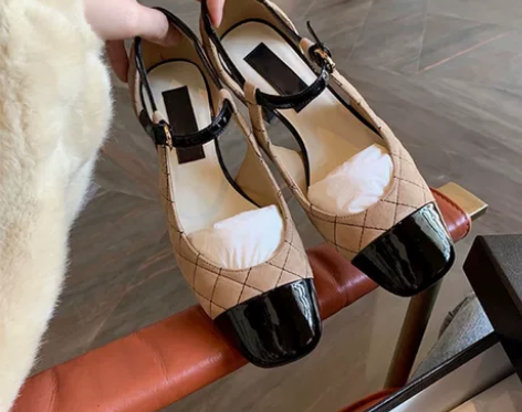 小香风菱格玛丽珍鞋女秋粗跟2022年新款法...