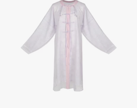 七月夕汉服明制 午后花园 圆领对襟印花长衫...