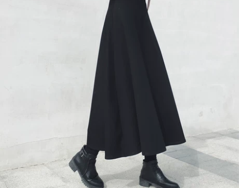 高腰黑色半身裙女春秋2019新款中长款伞裙...
