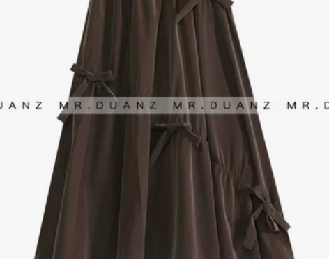 MRDUANZL蝴蝶结绑带皮面料半身裙女秋...