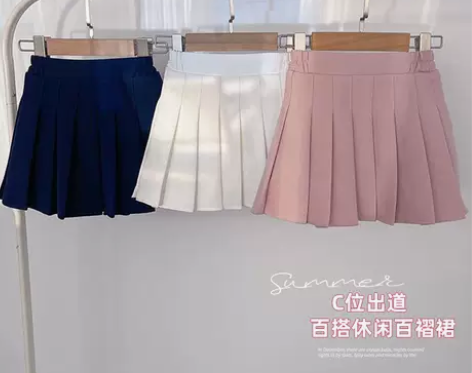 女童百褶裙半身裙夏装白色新款儿童裙子小女孩...