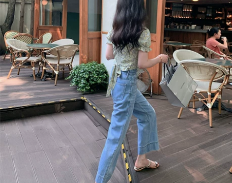 77store 天丝牛仔裤女宽松夏季直筒九...