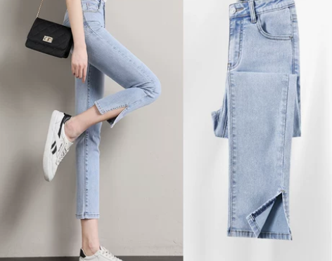 七分牛仔裤女夏薄款2021年春新款八分烟管...