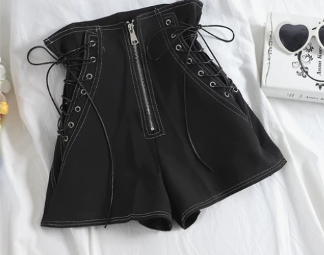 高腰短裤女春夏2019新款气质显瘦时尚系带...