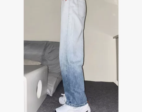 松本丧丧渐变色牛仔裤女bf风2020夏季新...