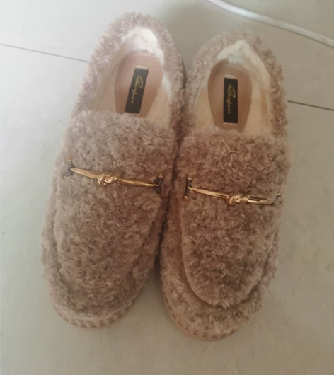羊羔毛懒人鞋毛毛单鞋休闲鞋女鞋 全新34码...