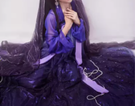 山海集汉服 原创汉服星空系列紫色齐胸襦裙 ...