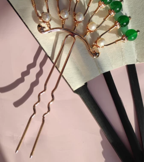 【绿色天然石排簪】汉服配饰天然石发簪发钗 ...