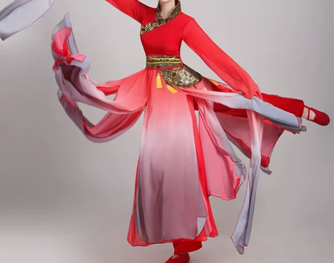 水袖舞蹈服飘逸女藏族服装汉服中国风民族甩袖...