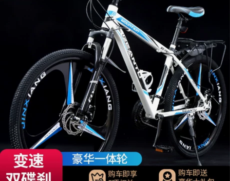 学生山地自行车男士变速双碟刹减震越野女公路...