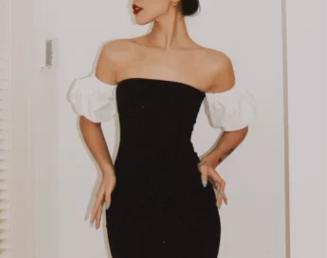 VanessaLab 欧美优雅黑色抹胸小开...