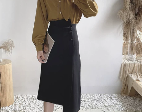 【狂欢价】气质中长款半身裙女高腰职业a字一...
