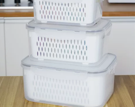 大容量沥水保鲜盒冰箱收纳盒水果蔬菜冷冻杂粮...