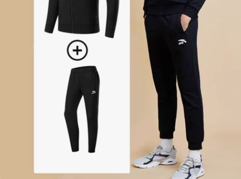 安踏运动服套装男士运动套立领开衫外套卫衣收...