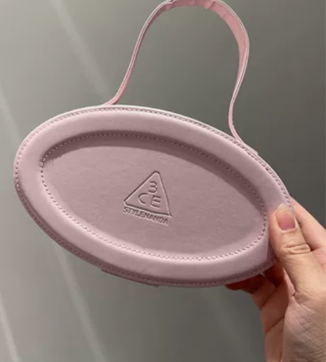 3ce粉色椭圆手拎包 手提包 pu材质 ...