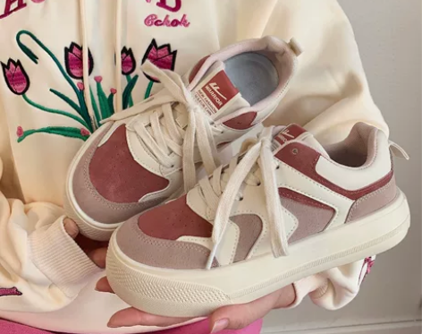 秋冬季小众设计感鞋子少女粉帆布鞋女百搭板鞋...