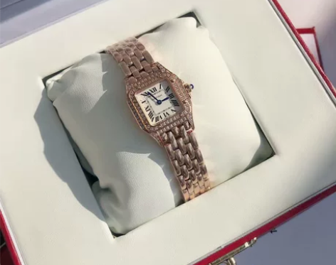 Cartier 卡地亚猎豹手表玫瑰金石英女...