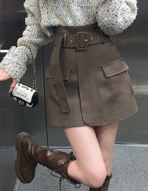 半身裙短裙pu皮重工设计感女秋季2022新...