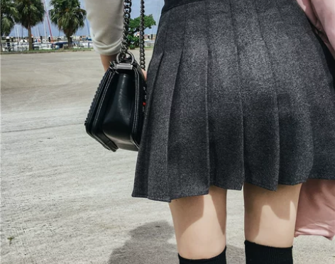 秋冬季新款chic高腰a字裙毛呢百褶裙女 ...