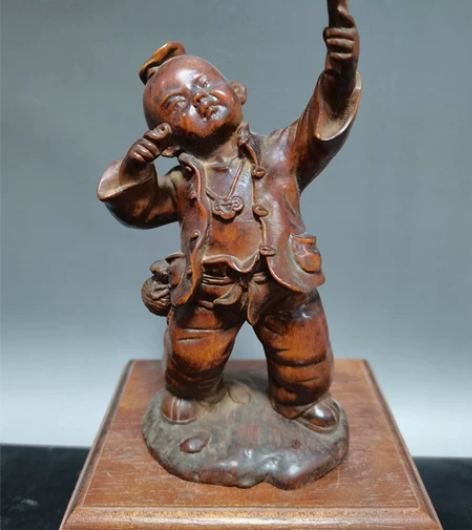 黄杨木雕仿古《男孩》摆件,黄杨木木雕摆件,...