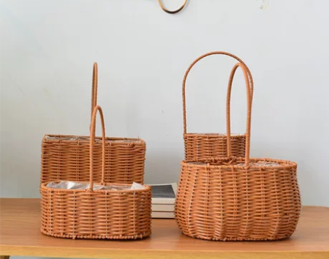 编织篮子伴手礼竹篮手提插花花篮藤编干花花童...