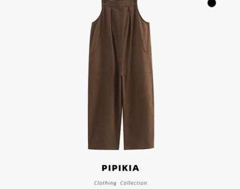 日系复古工装背带裤女2021秋季新款高腰显...