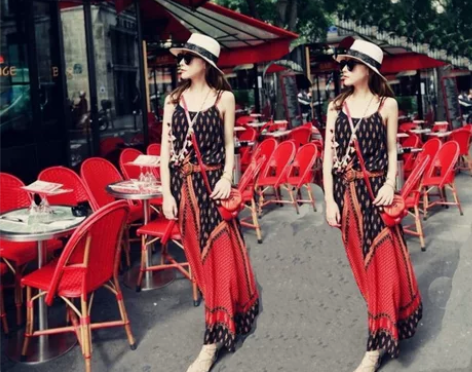 [转卖]夏季纯棉印花吊带连衣裙无袖棉绸沙滩...