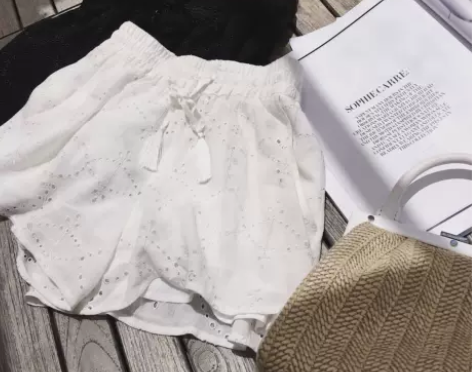 美美的夏夏：夏装新品 三色亚麻短裤女宽松显...